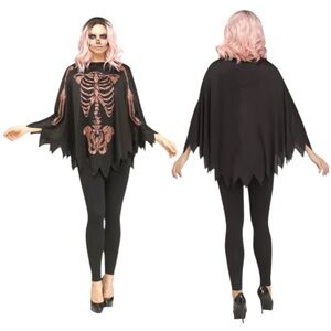Fun World Women's Poncho "Rose Gold/Glitter Skeleton" Costume One Size 4-14 NEW